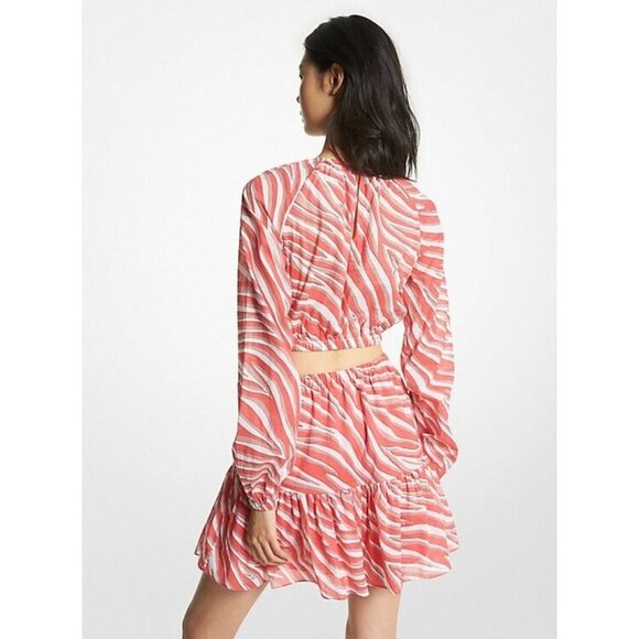 Michael Kors Women's Cotton Zebra Cutout Dress geranium Red Size M MSRP $195 - Picture 5 of 5